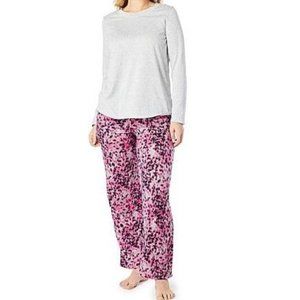 Comfort Code 2-pc Brushed Ultra Knit Long Sleeve PJ Set 769-529 Gray/Pink Small